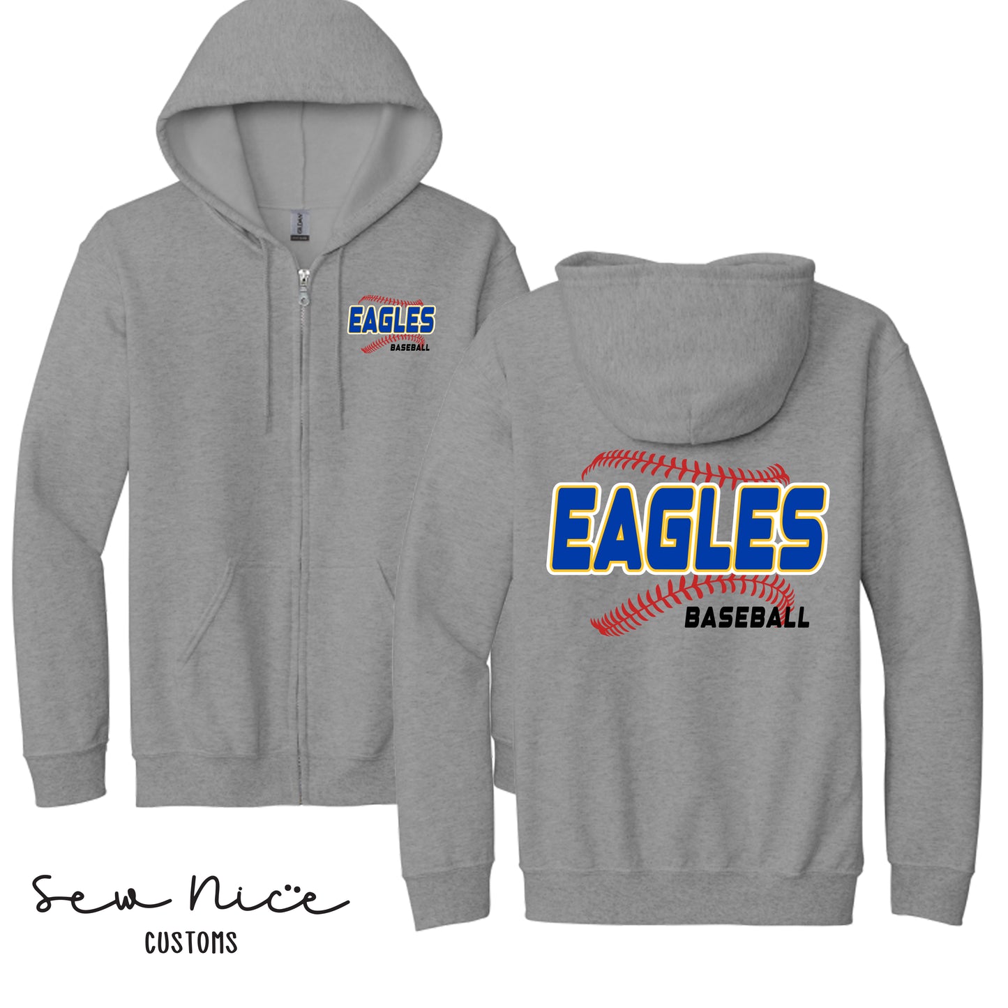 EAGLES Seam Design- Unisex Adult/Youth Full Zip Hoodie