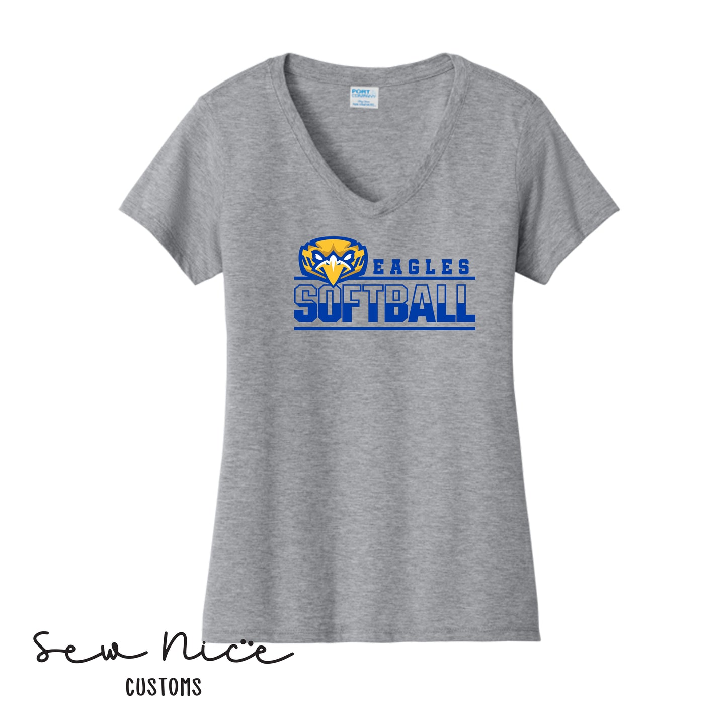Forward Eagle Softball-Ladies V-Neck Shirt