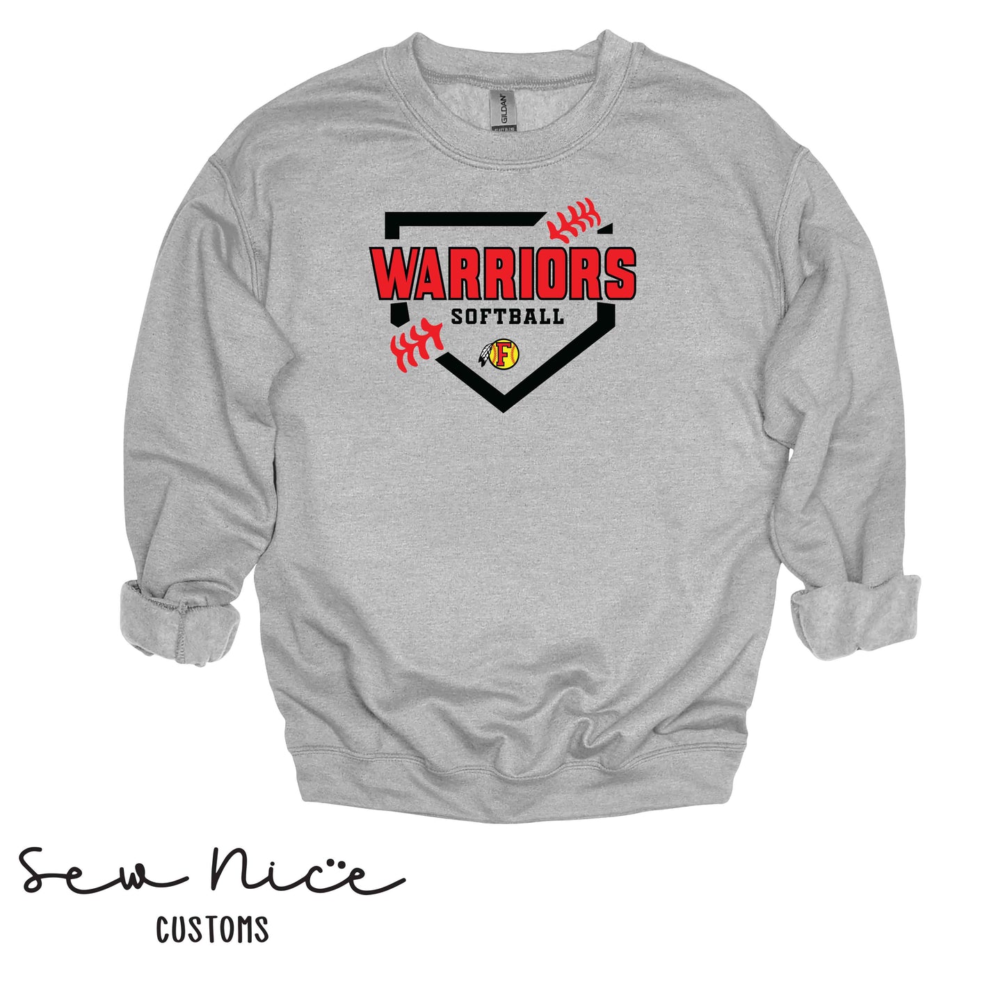 FHS Softball Plate- Unisex Adult/Youth Crewneck Sweatshirt