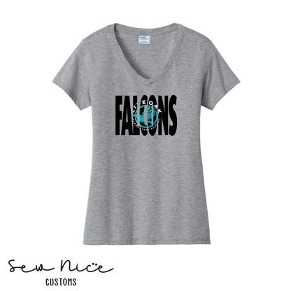 FALCONS Inside Logo- Women's V-Neck Shirt