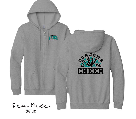 Guajome Pom Pom Cheer- Unisex Adult/Youth Full Zip Hoodie