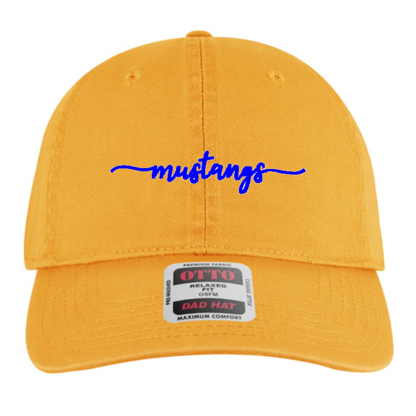 Maie Ellis"mustangs" script (GOLD) Dad Hat