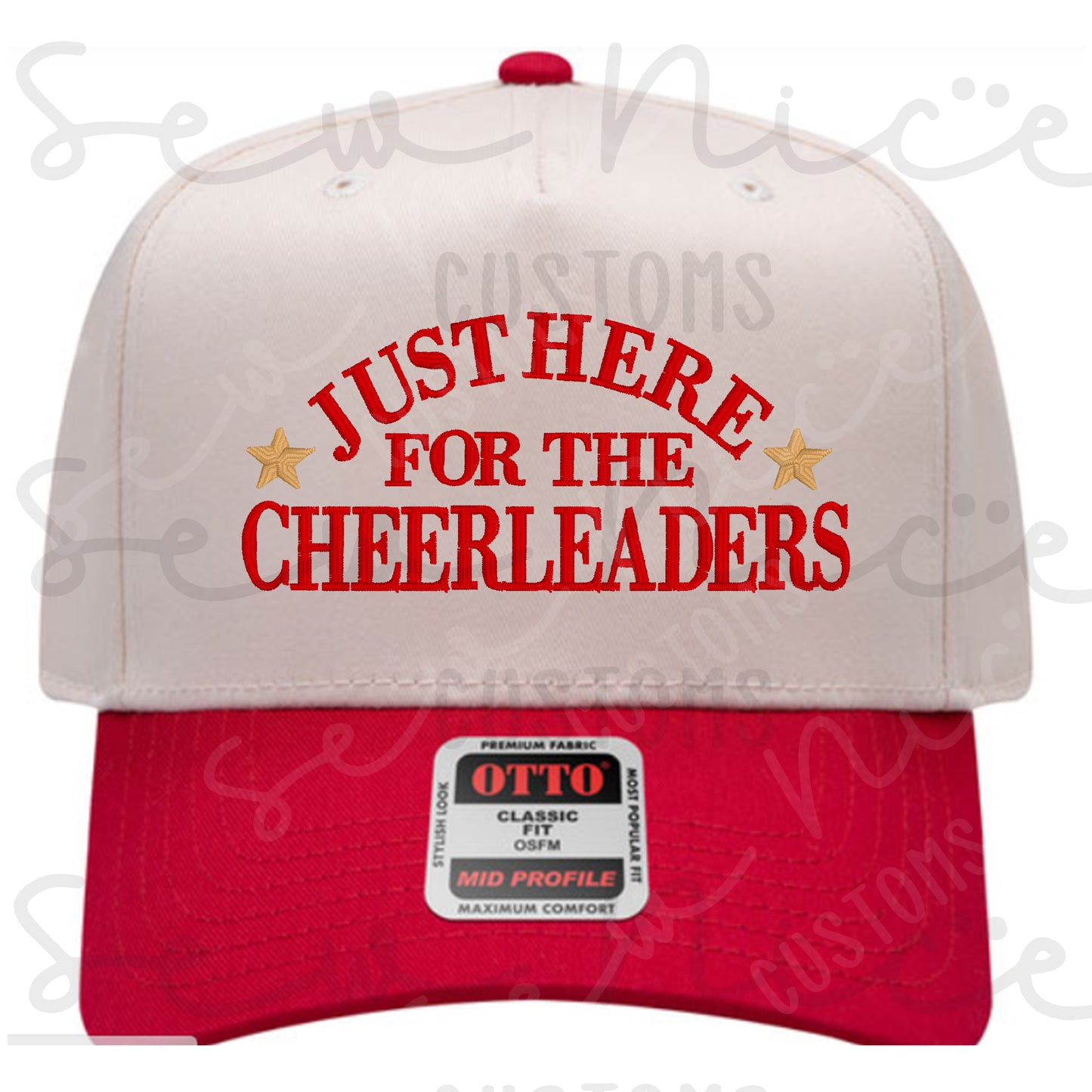 Embroidered "Just Here For The Cheerleaders"