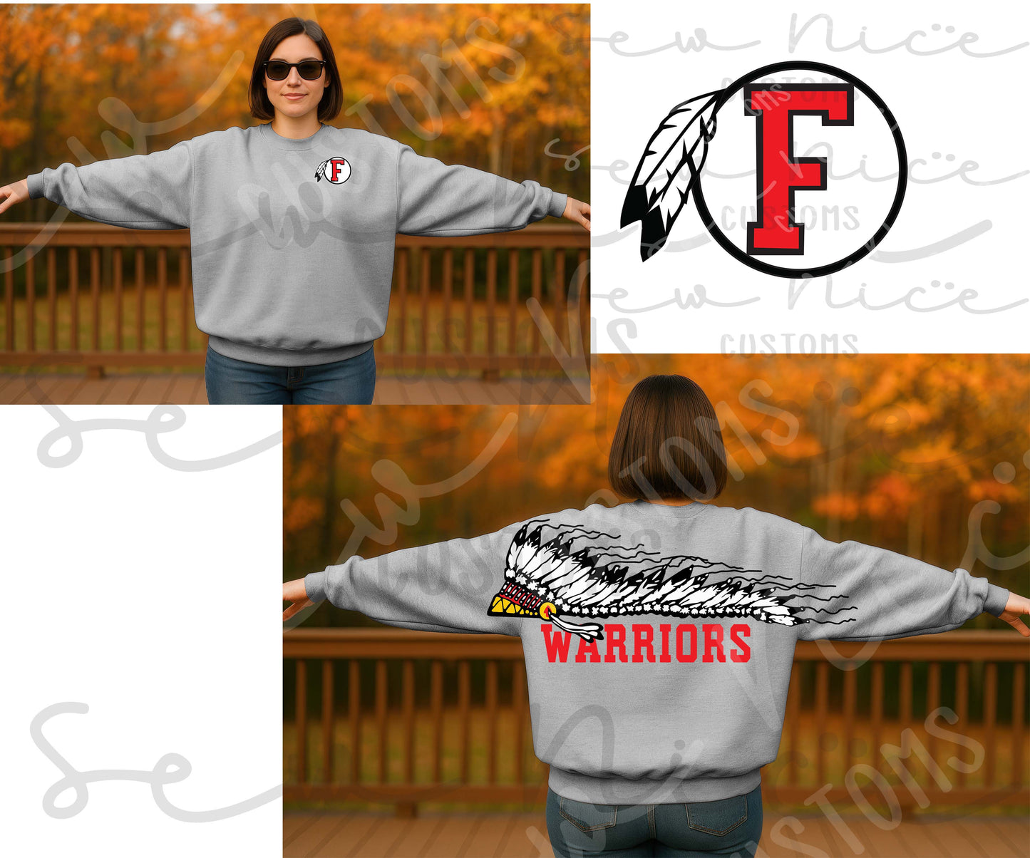 FHS Football Shoulder Design - Adult/Youth Unisex Crewneck Sweatshirt