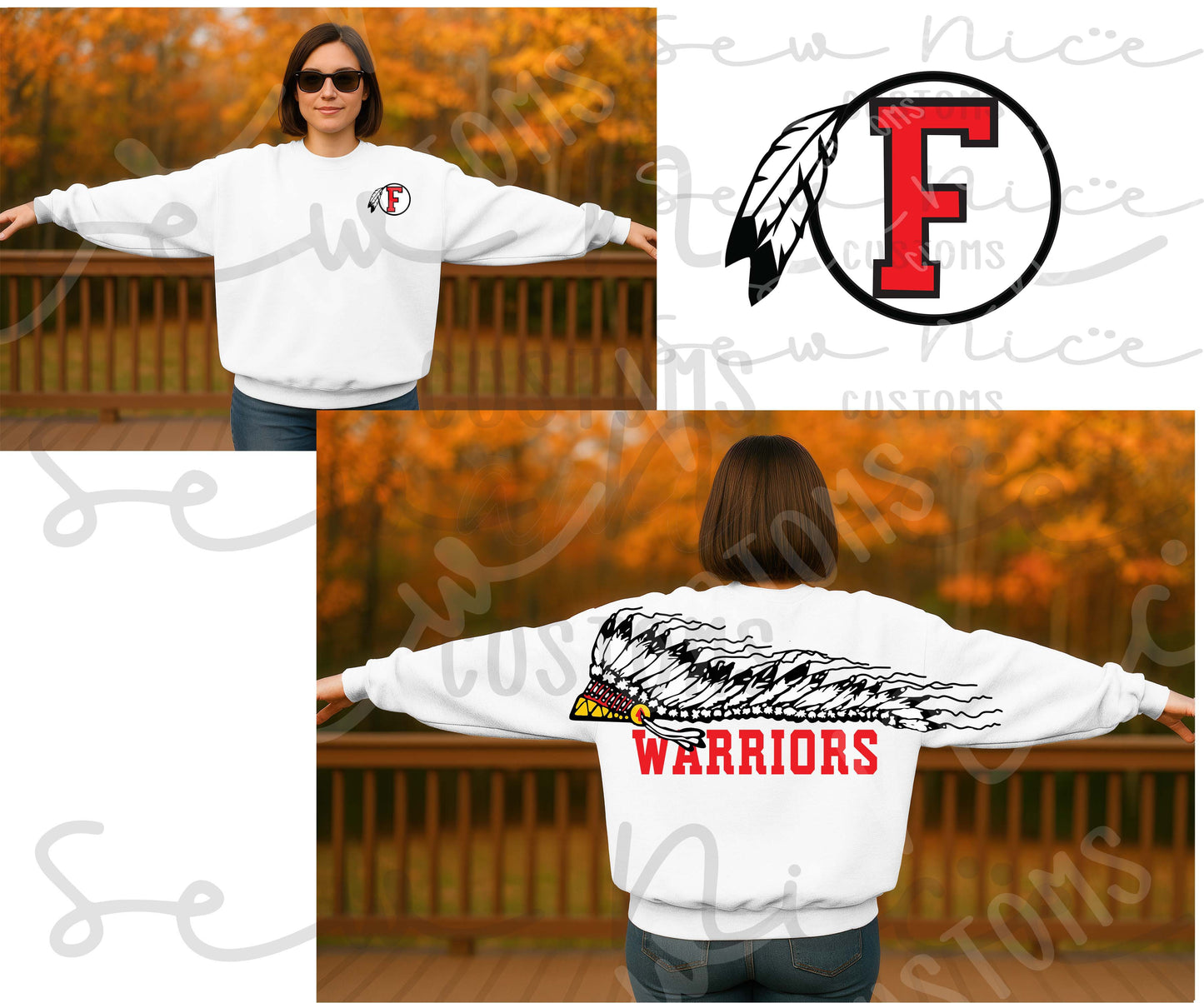 FHS Football Shoulder Design - Adult/Youth Unisex Crewneck Sweatshirt