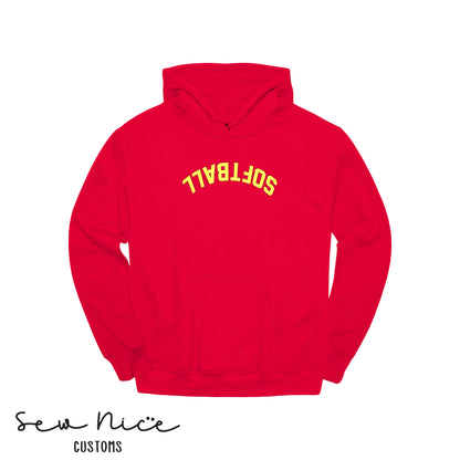 Embroidered Upside Down "SOFTBALL" - Adult/Youth Hoodie- FGSL