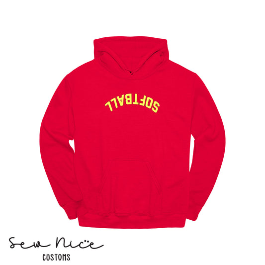 Embroidered Upside Down "SOFTBALL" - Adult/Youth Hoodie- FGSL