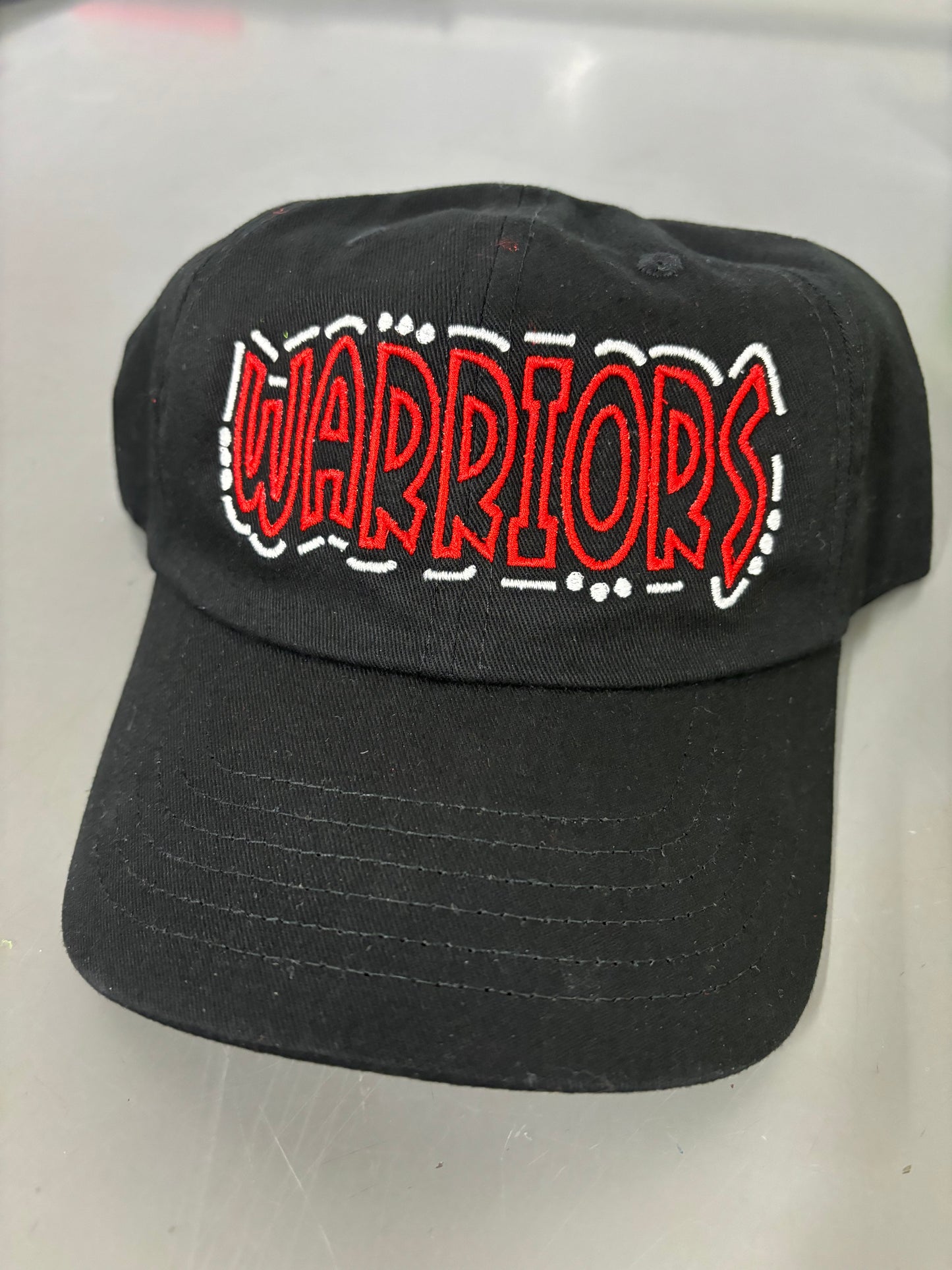 Embroidered WARRIORS Doodle Font Dad Hat