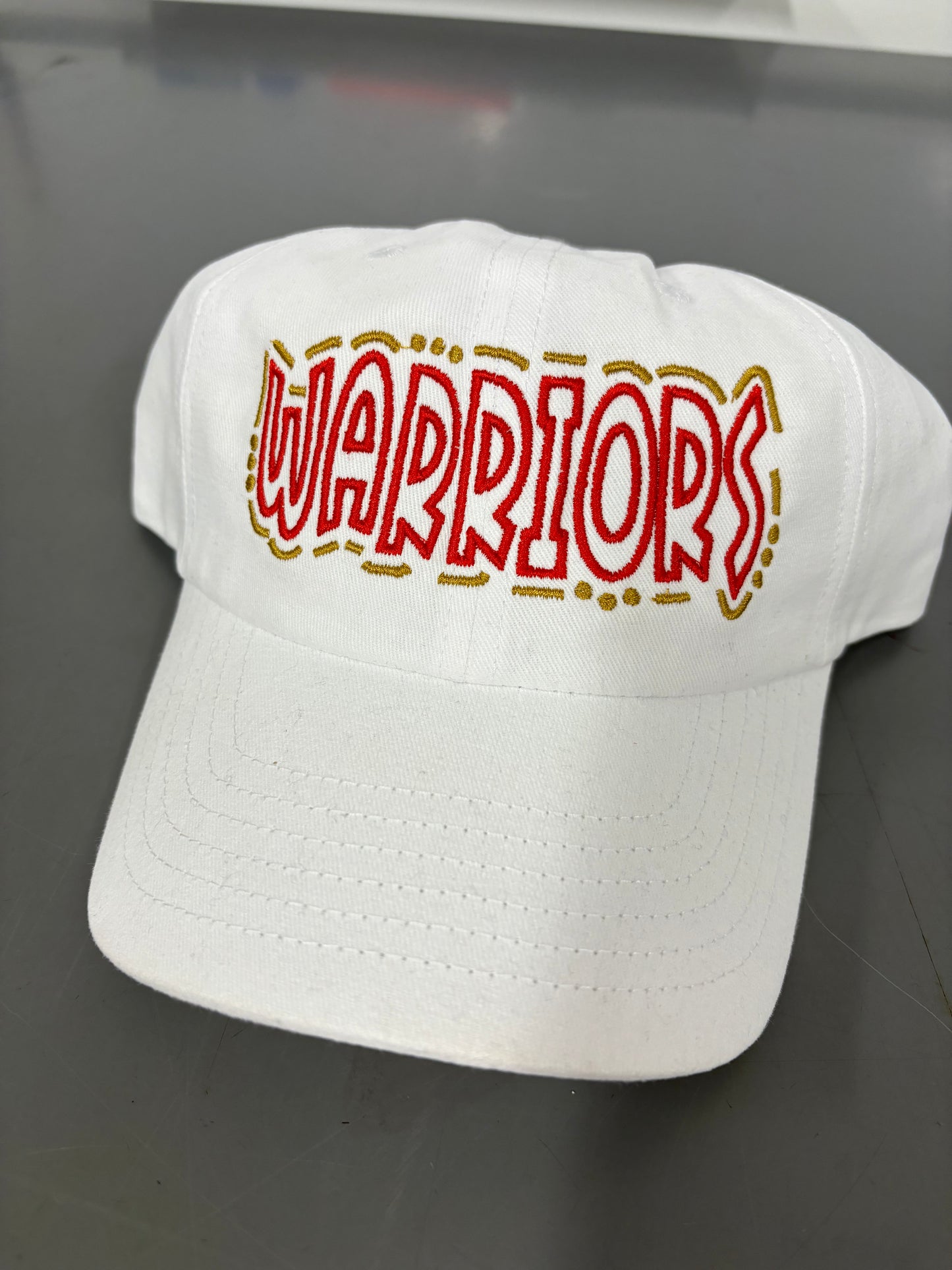 Embroidered WARRIORS Doodle Font Dad Hat