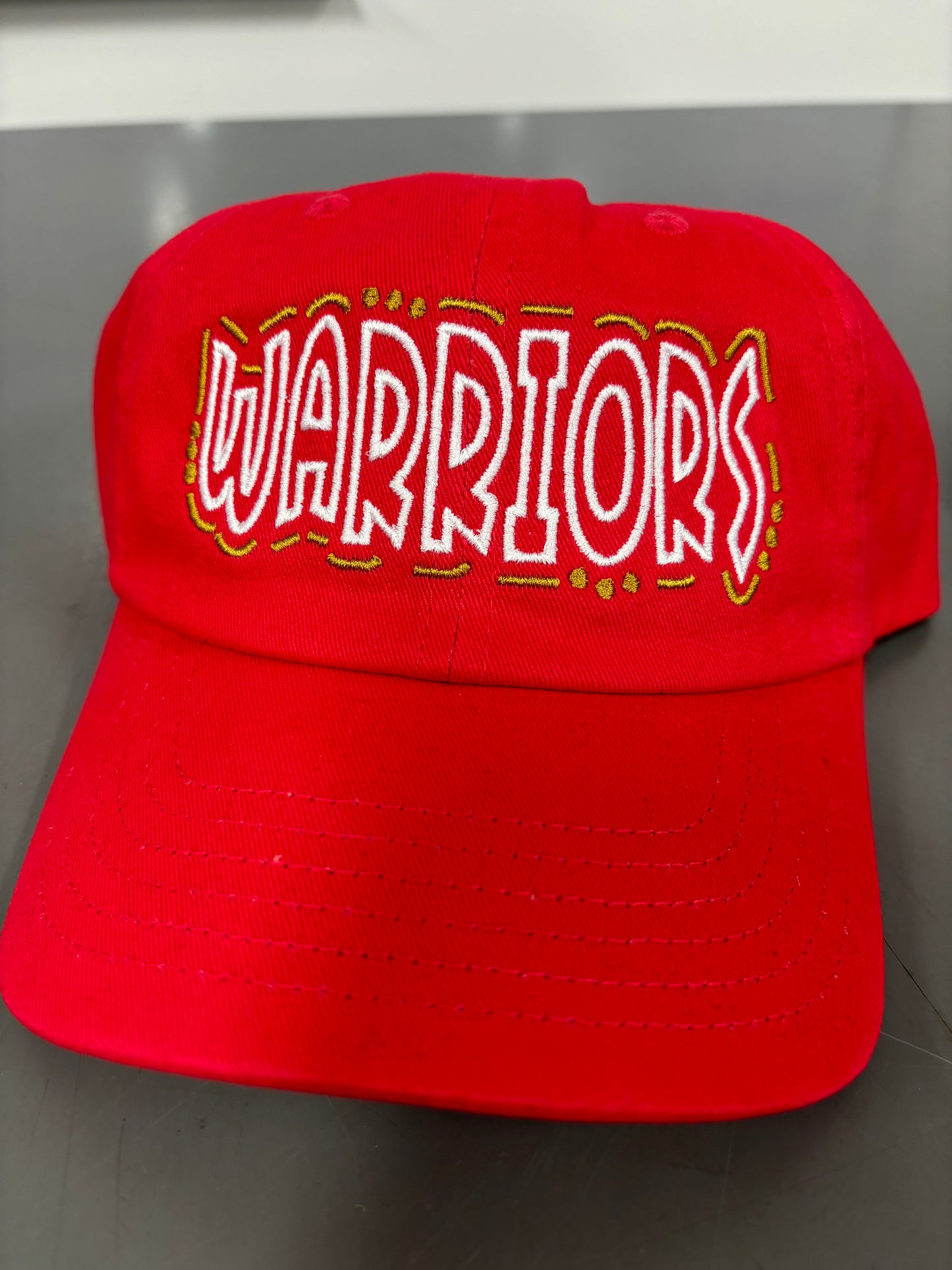 Embroidered WARRIORS Doodle Font Dad Hat