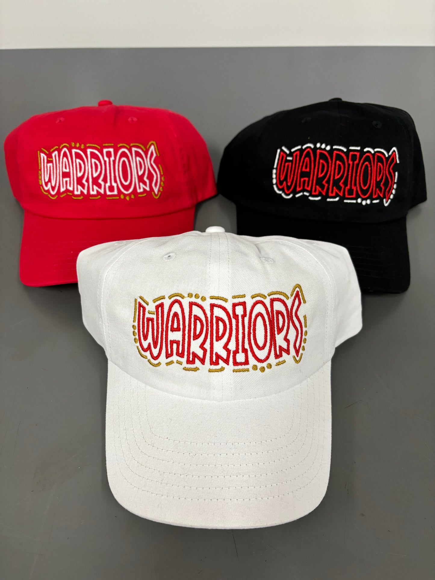 Embroidered WARRIORS Doodle Font Dad Hat