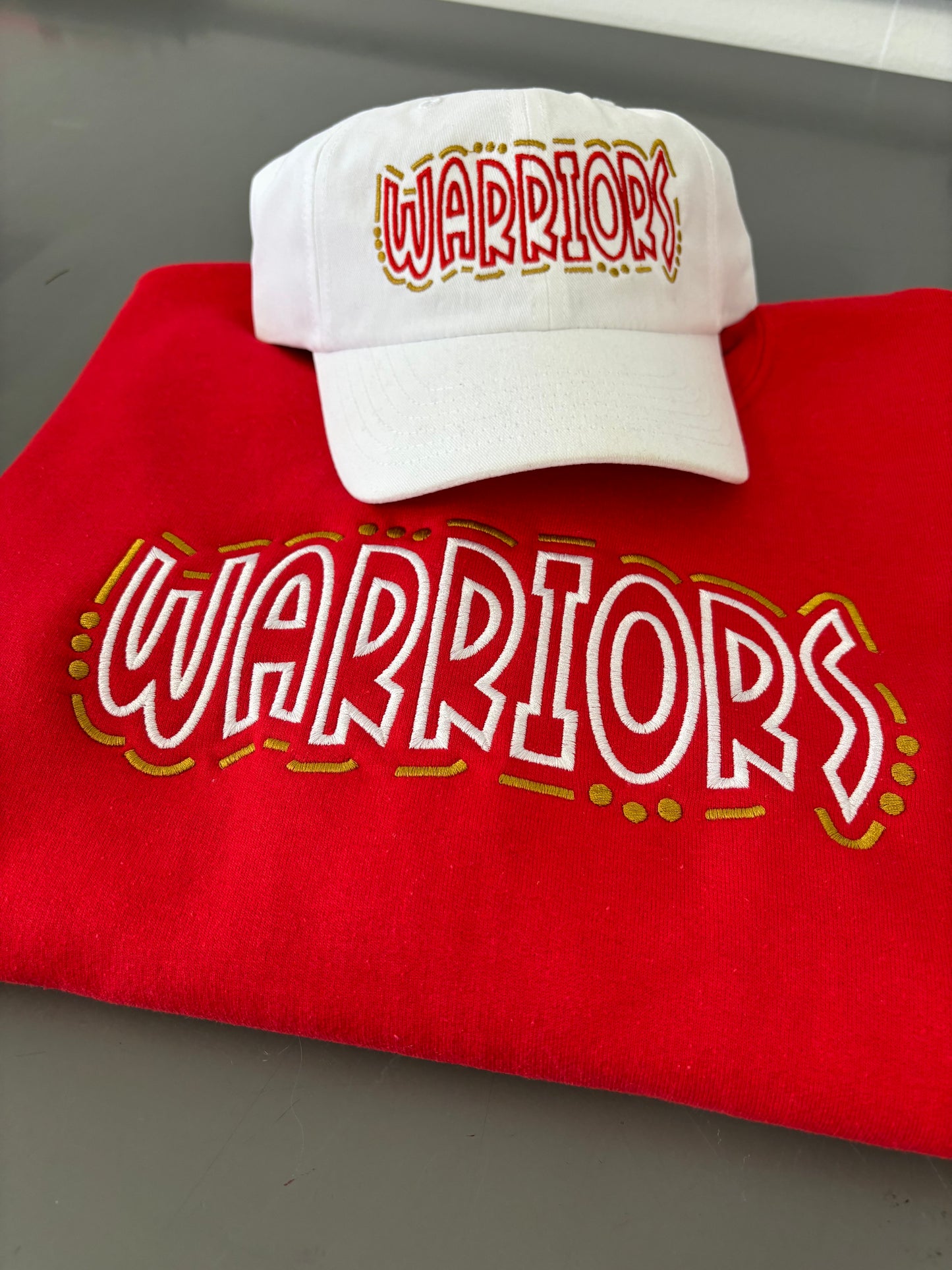 Embroidered Warriors Doodle Font Sweatshirt