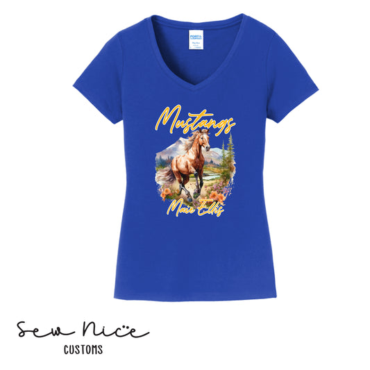 MEE- Realistic Mascot- Ladies V-Neck Shirt