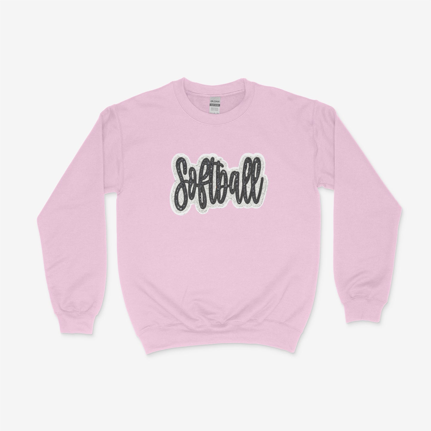 Boujee Softball Glitter Applique -Unisex Adult/Youth Crewneck Sweatshirt