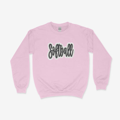 Boujee Softball Glitter Applique -Unisex Adult/Youth Crewneck Sweatshirt