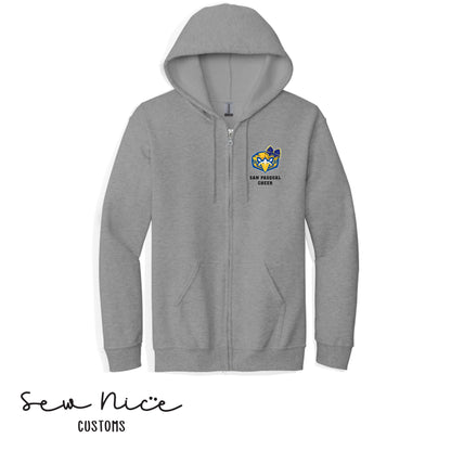 San Pasqual CHEER Glitter Bow- Unisex Adult/Youth Full Zip Hoodie