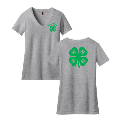 Clover 4H - LADIES V-Neck Shirt - Left Chest/Back Design