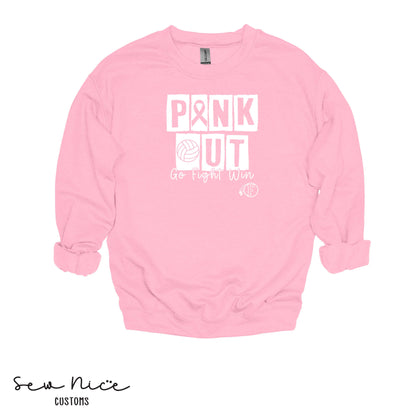 PINK OUT- Go Fight Win- FHS Volleyball- Unisex Adult/Youth Crewneck Sweatshirt