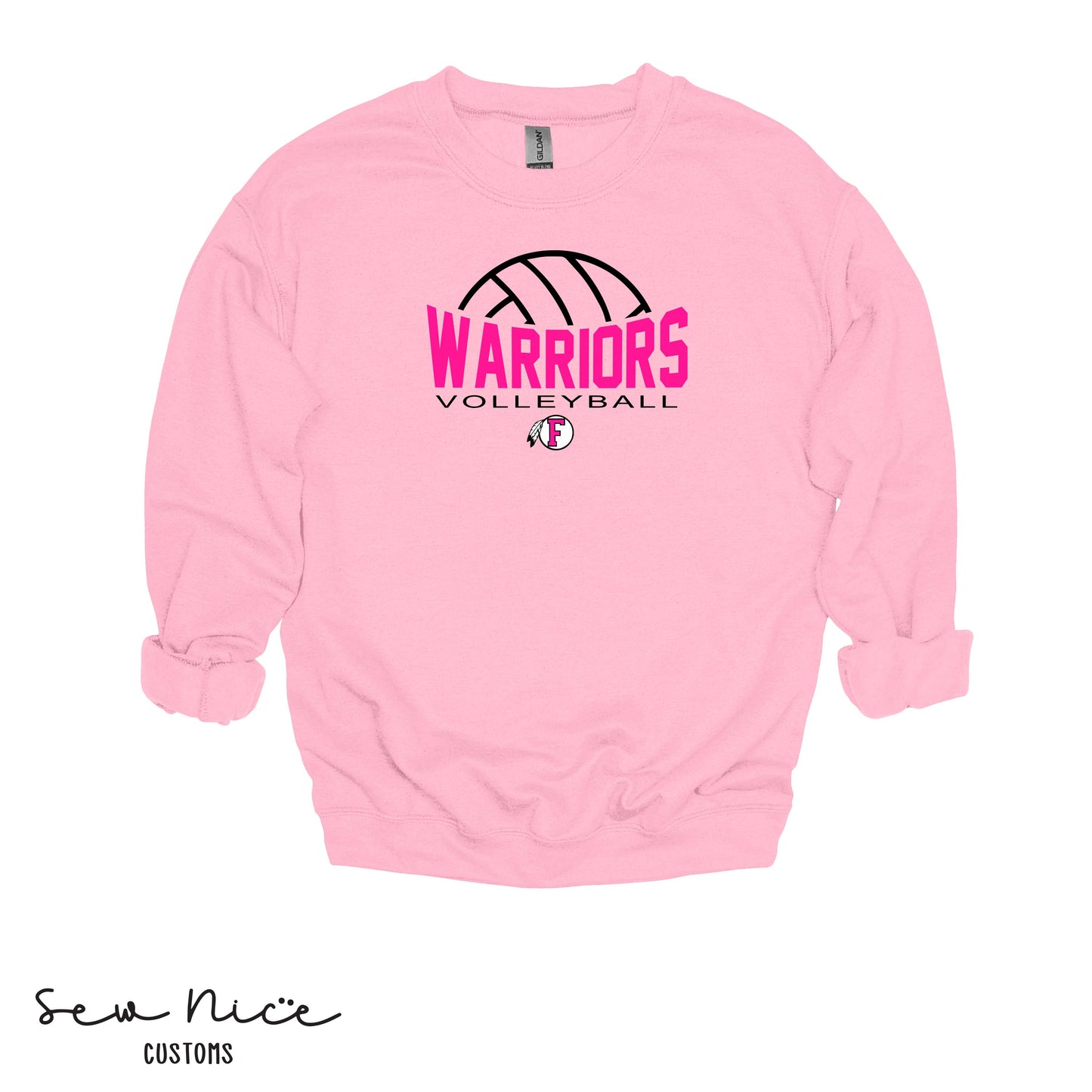 PINK Warriors- FHS Volleyball- Unisex Adult/Youth Crewneck Sweatshirt