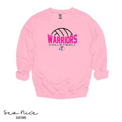 PINK Warriors- FHS Volleyball- Unisex Adult/Youth Crewneck Sweatshirt