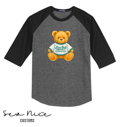Raglan ADULT Shirt- Live Oak Teddy Bear