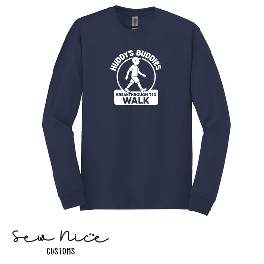 Huddy's Buddies Walk Team- Unisex Adult/Youth Long Sleeve Shirt