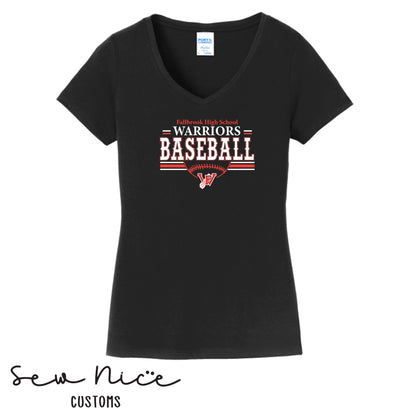 Fallbrook Warriors Baseball-Women's V-Neck Shirt