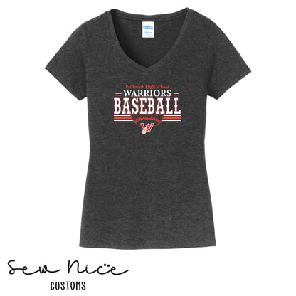 Fallbrook Warriors Baseball-Women's V-Neck Shirt