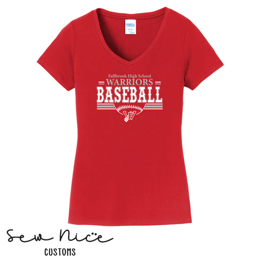 Fallbrook Warriors Baseball-Women's V-Neck Shirt