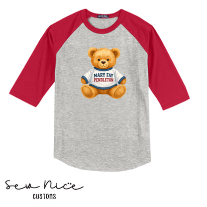 Raglan ADULT Shirt- Mary Fay Teddy Bear