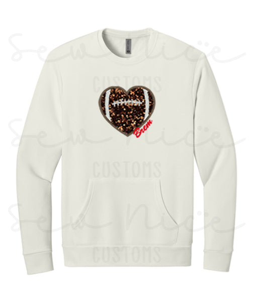 Embroidered Applique -Sequin Football Heart