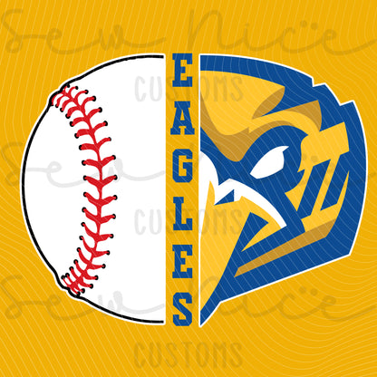 Split Baseball & Eagle Face- Ladies V-Neck Shirt