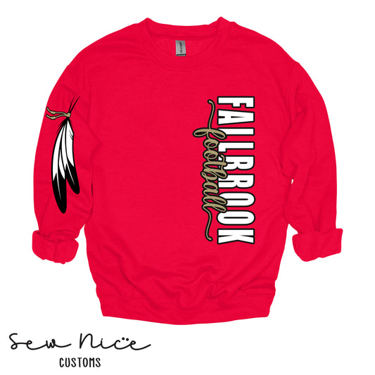 Fallbrook Football- Side Design Crewneck Sweatshirt