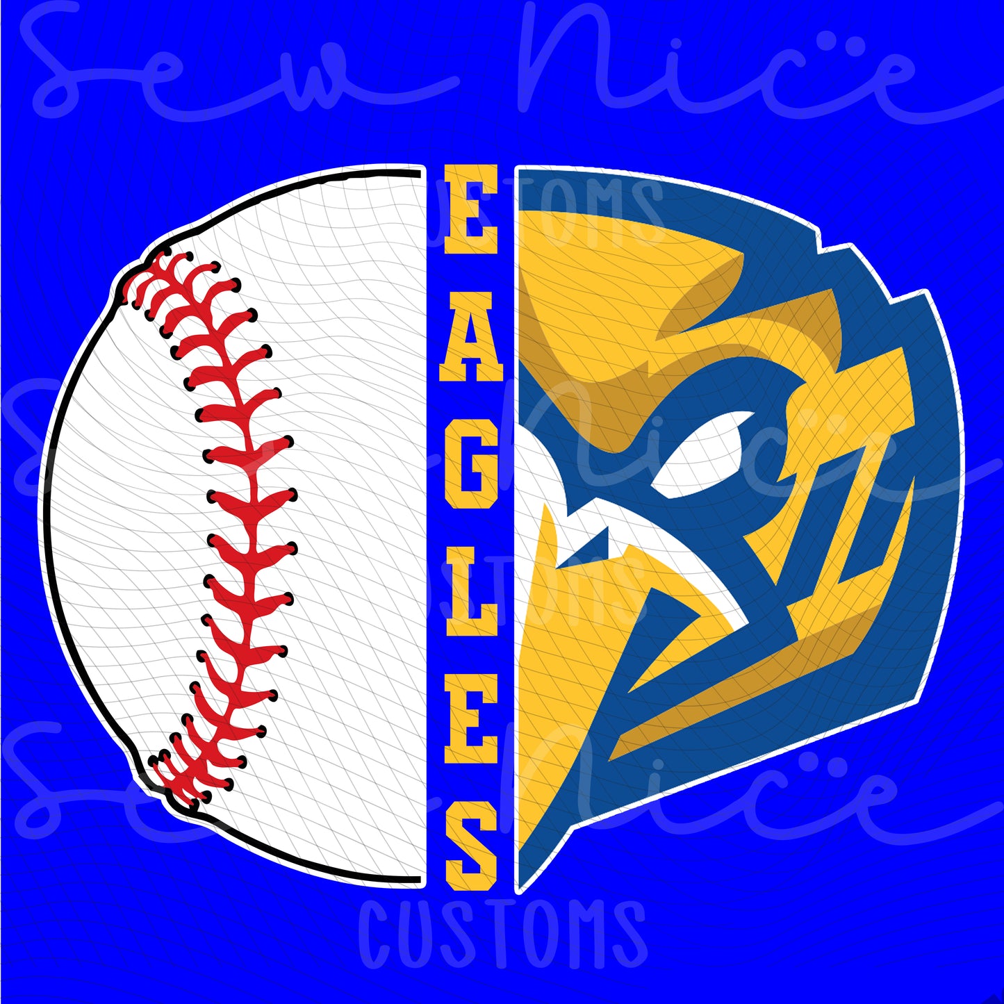 Split Baseball & Eagle Face- Ladies V-Neck Shirt