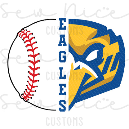 Split Baseball & Eagle Face- Ladies V-Neck Shirt