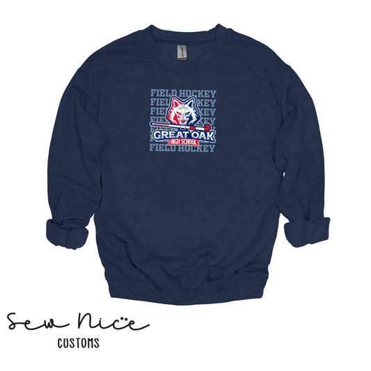 GO Stacked Field Hockey- Unisex Adult/Youth Crewneck Sweatshirt