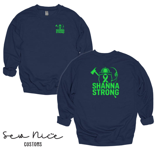 Shanna Strong Unisex Adult/Youth Crewneck Sweatshirt -Left Chest/Back Design