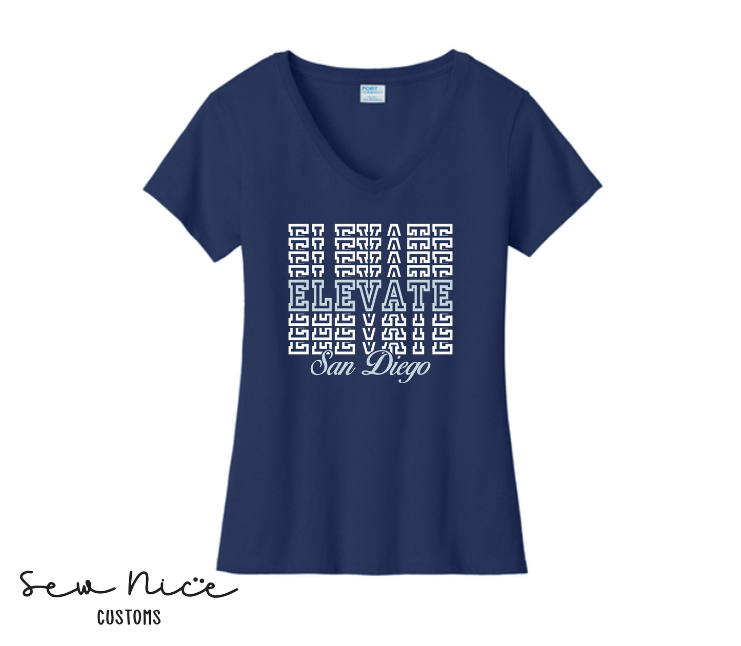 Elevate Stacked Design- Ladies V-Neck