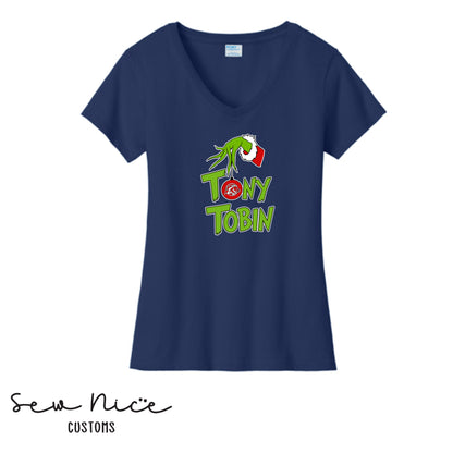 Tony Tobin Grinch- Ladies V-Neck Shirt