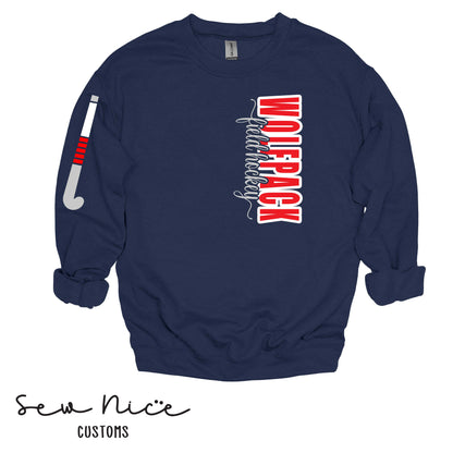 GO Wolfpack Field Hockey SIDE DESIGN- Unisex Adult/Youth Crewneck Sweatshirt