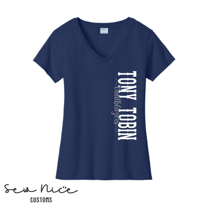 Tony Tobin Side Design- Ladies V-Neck Shirt
