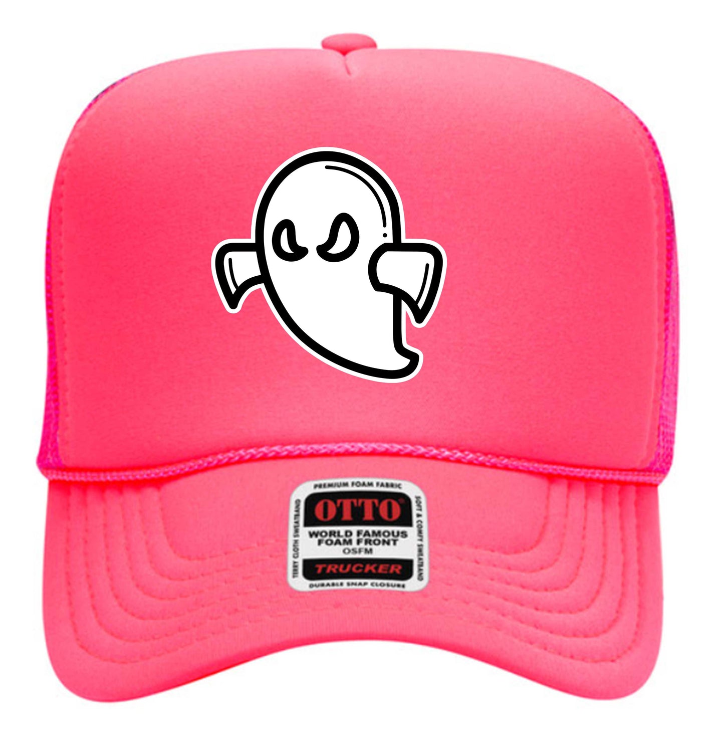 Ghost Softball Neon Pink Foam Trucker Hat (Choose your ghost)