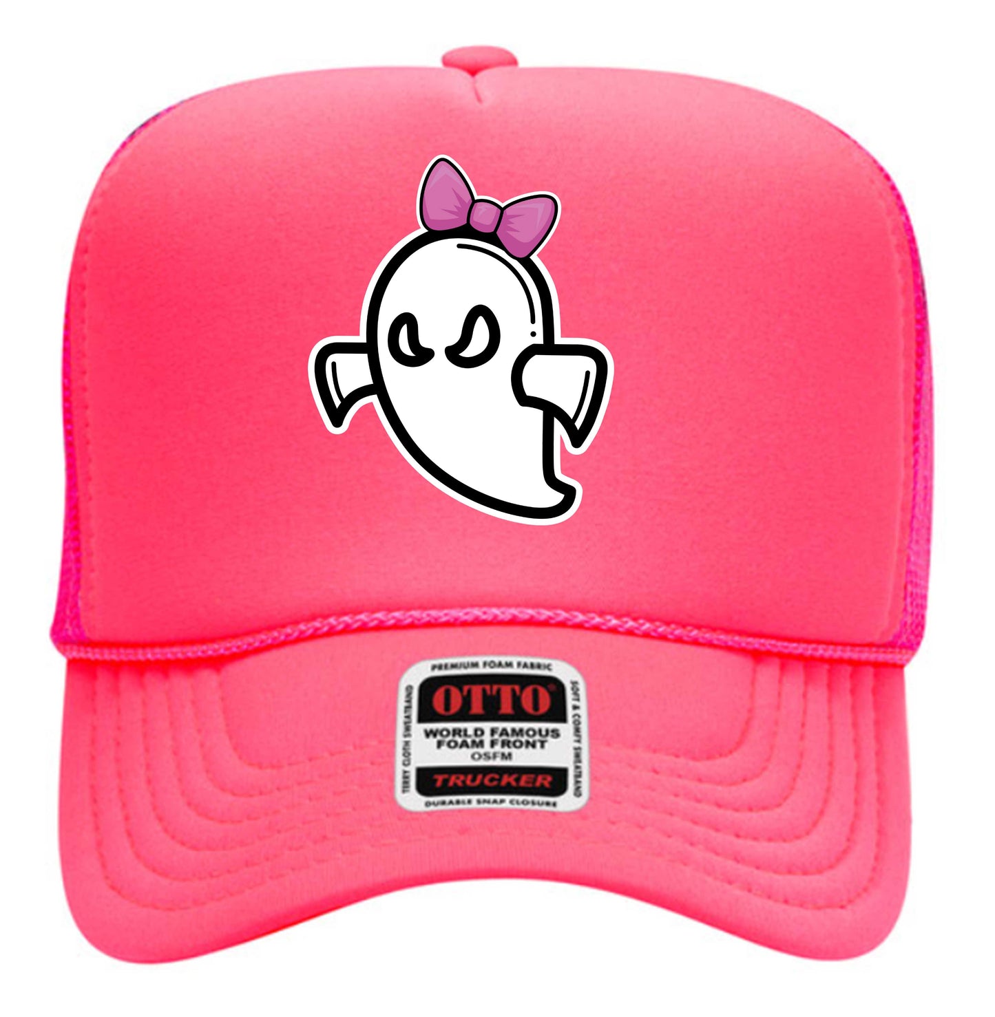 Ghost Softball Neon Pink Foam Trucker Hat (Choose your ghost)