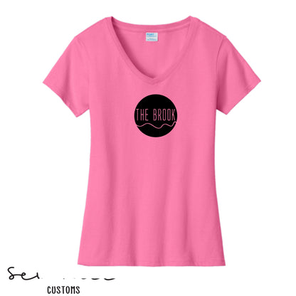 The Brook Logo- Ladies V-Neck Shirt