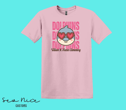Dolphins Valentine's- Unisex Adult/Youth T-Shirt