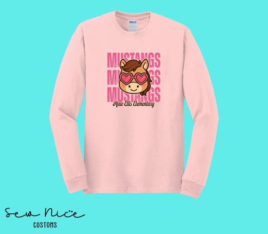 Mustangs Valetines- Unisex ADULT Long Sleeve Shirt