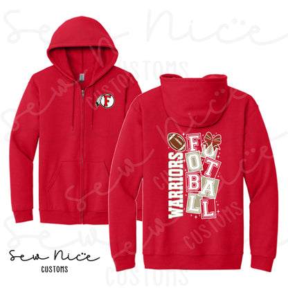 Warriors Football Block- Full Zip Hoodie