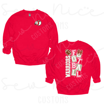 Warriors Football Block- Crewneck Sweatshirt