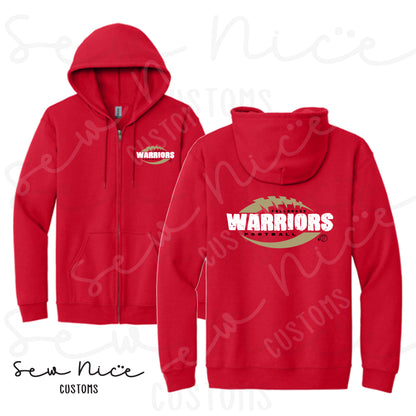 Distressed Fallbrook Warriors- Full Zip Hoodie