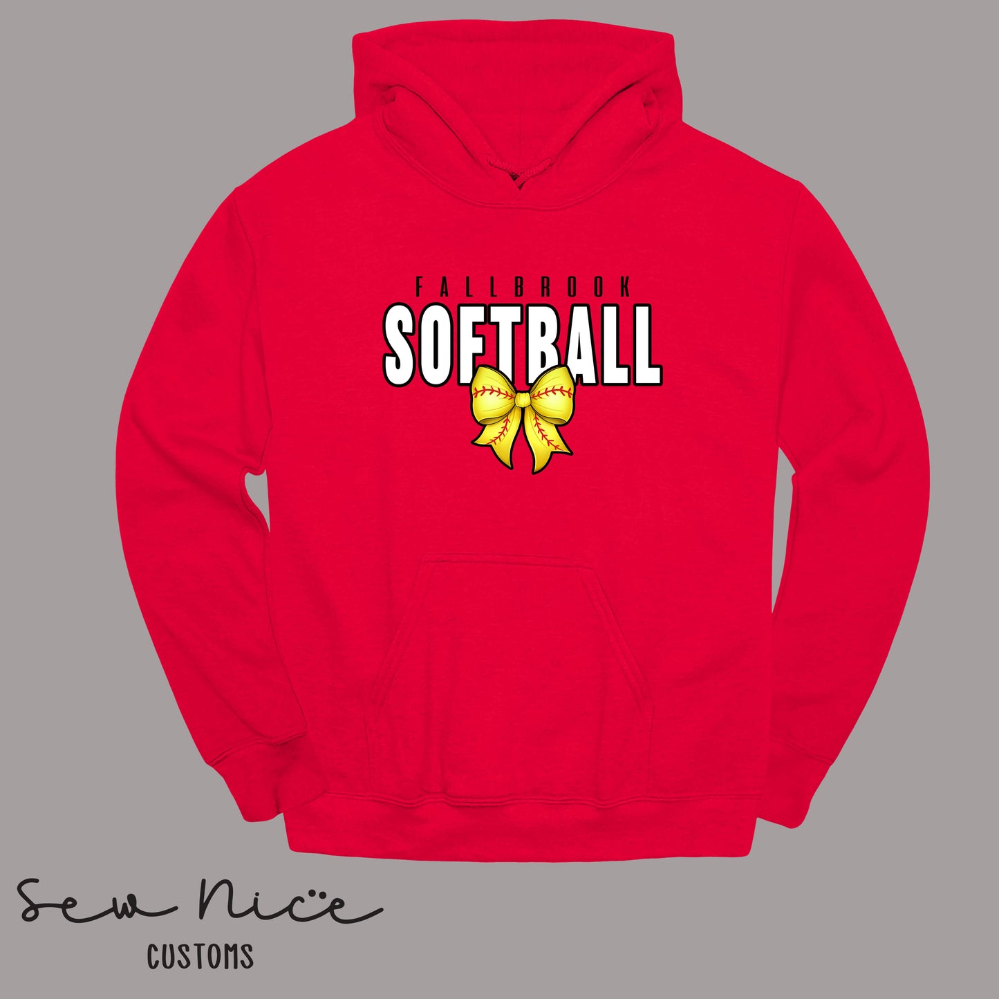 Fallbrook Softball Bow Design - Unisex Hoodie